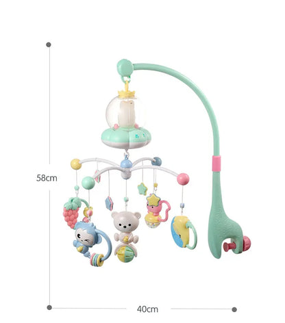 ベビーベッドメリー 回転モビール 取り付け使用イメージ パウダーピンク 吊り下げモチーフ
