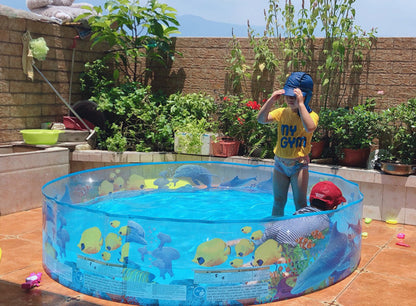 海の生き物柄 キッズパドリングプール 直径122cm x 高さ25cm PVC製 3〜6歳向け コンパクト家庭用プール