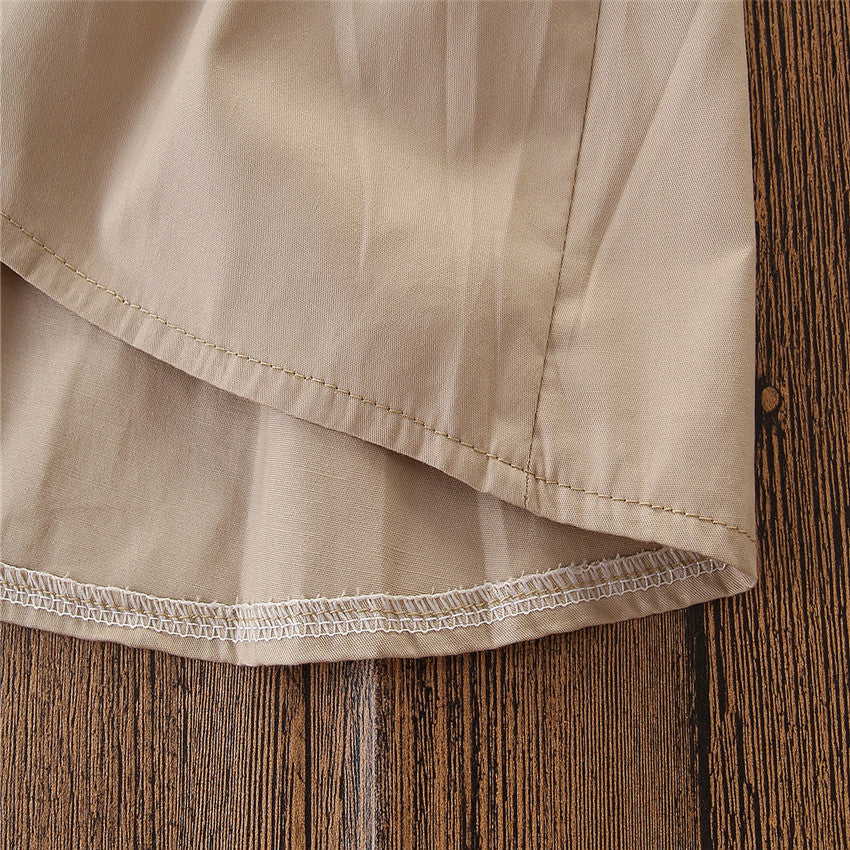 きちんと可愛いが叶う 女の子シャツワンピース 無地ダブルボタン コットン混 Aライン 半袖 110〜160cm