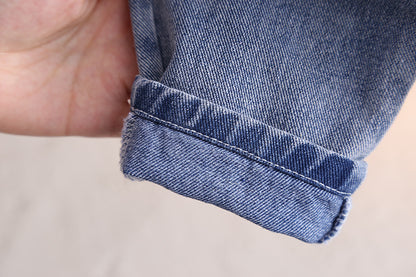 元気に動けておしゃれ見えする 男の子ボーダーTシャツ＆デニムオーバーオール2点セット くまポケット コットン素材 80〜120cm