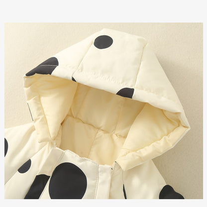 フード付き防寒ベビージャンプスーツの質感
