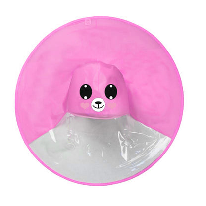 雨の日も軽やかに動ける 子どもフード付きレインポンチョ ケープ型アニマルデザイン PVC薄手