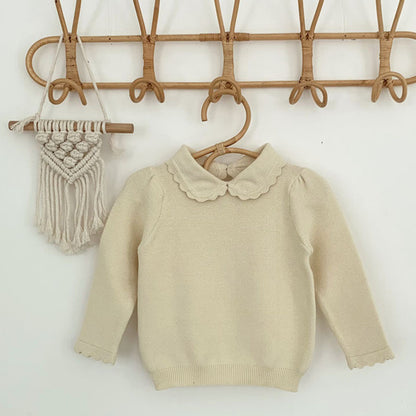 シンプルで上品な韓国風ニットプルオーバー
