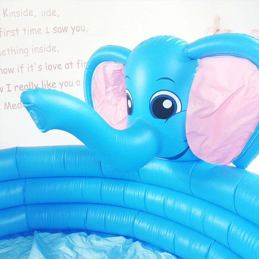 ホース接続スプレー付き エレファント ベビープール 152 x 152 x 74cm 324L 高密度PVC 0.25mm 水あそび用ラウンドプール