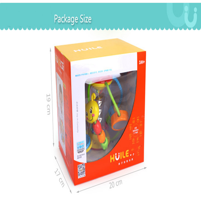 ラトルボールのパッケージ箱と梱包サイズ表示のイメージ
