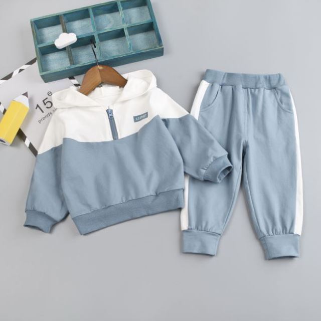 動きやすく毎日使える 子どもジップフーディーセットアップ 配色切り替えサイドライン カジュアル上下セット 80~120cm