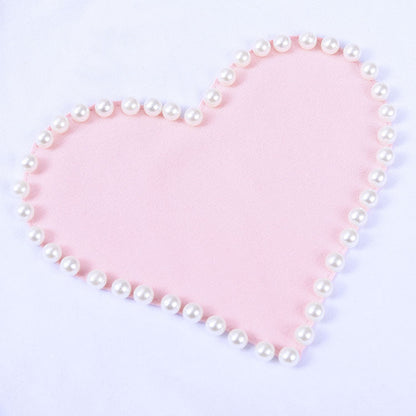 夏の可憐コーデが完成する 女の子半袖Tシャツ＆リボン付きスカートセット パール風ハートデザイン コットン（95%） 90〜120cm