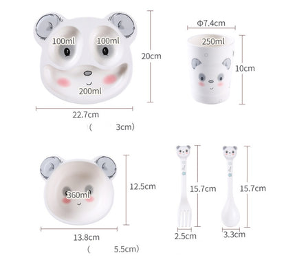 ベビー食器5点セットのサイズ図 プレート・ボウル・コップ・スプーン・フォーク（離乳食食器）
