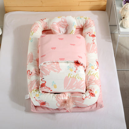 コットン 折りたたみベビーネスト｜取り外し洗える 55×95cm 2・3点セット