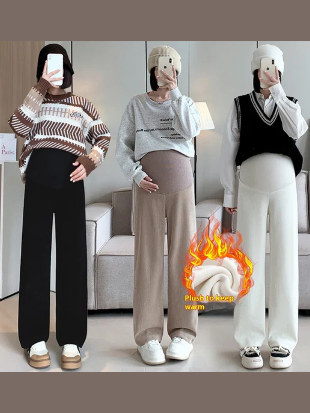 やわらかな生地感が分かるマタニティパンツ　日常使いしやすい肌当たり
