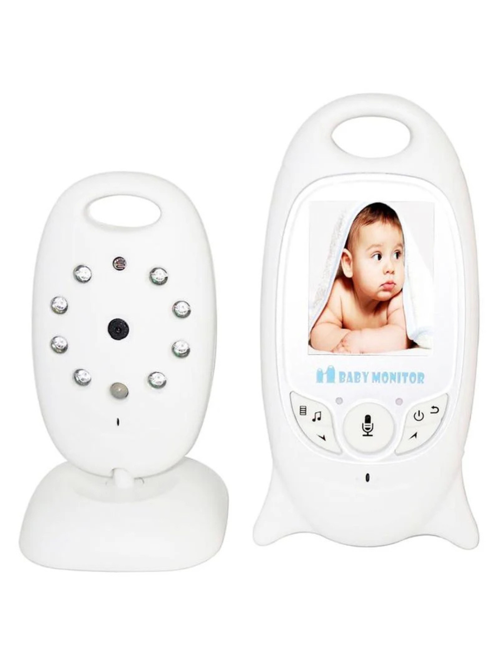 2インチ液晶画面付きワイヤレスベビーモニター親機の正面画像（ベビーモニター 見守りカメラ）
