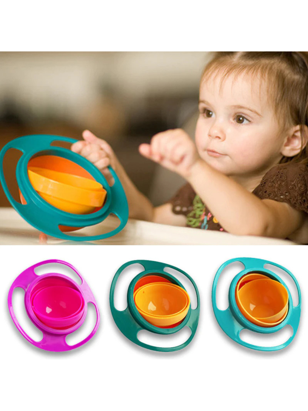 ベビー・幼児の安心おやつタイム 自分で食べてもこぼれにくい 360度回転スピルプルーフベビーボウル 食べこぼし防止 食洗機対応