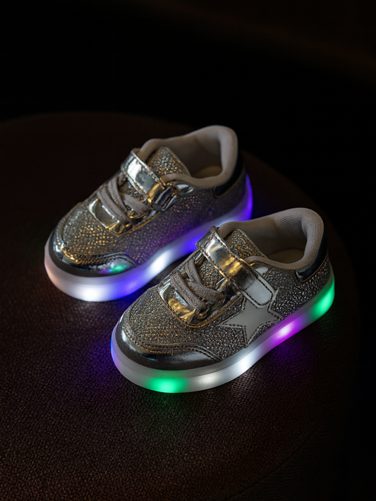 靴底のLEDランプ構造のクローズアップ
