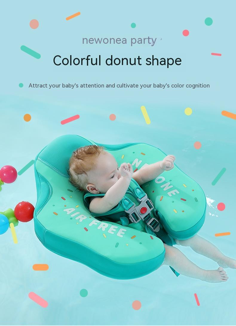 空気入れ不要 ドーナツ型ベビースイムフロート｜40°転倒防止・安全ベルト付き（3〜36ヶ月）