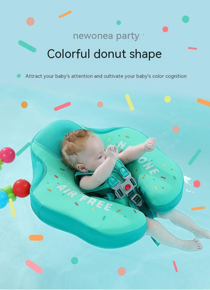 空気入れ不要 ドーナツ型ベビースイムフロート｜40°転倒防止・安全ベルト付き（3〜36ヶ月）