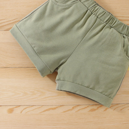 さわやかに動ける 男の子ポロ襟上下セット ちび恐竜総柄デザイン コットン素材 80~120cm