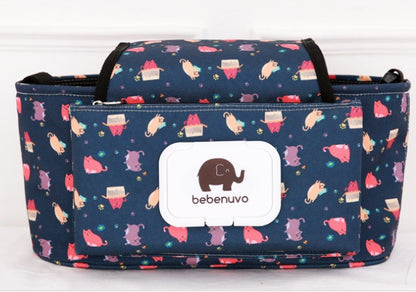 フラワーキャット柄のベビーカー収納バッグボックス形状（ハンドルオーガナイザー）
