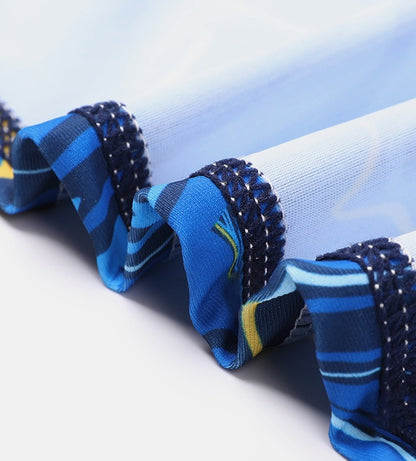 男の子用 半袖ラッシュガード上下セット ブルーグラフィック 110〜155cm セパレート水着