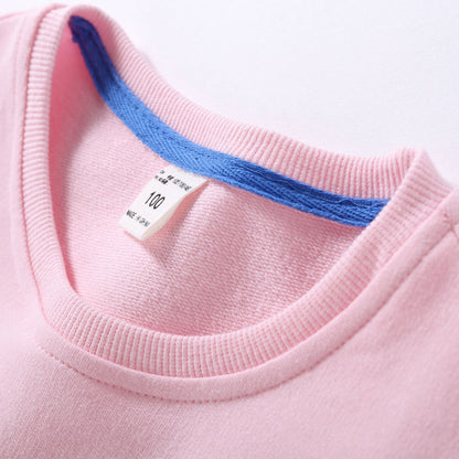 やさしいコットンで春秋にさらっと快適 子ども長袖トレーナー アニマルカートゥーンプリント クルーネック 80〜150cm