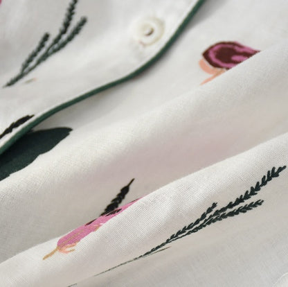 さらりと軽やかにくつろげる マタニティパジャマセット 前開き長袖 薄手ルームウェア M~XL