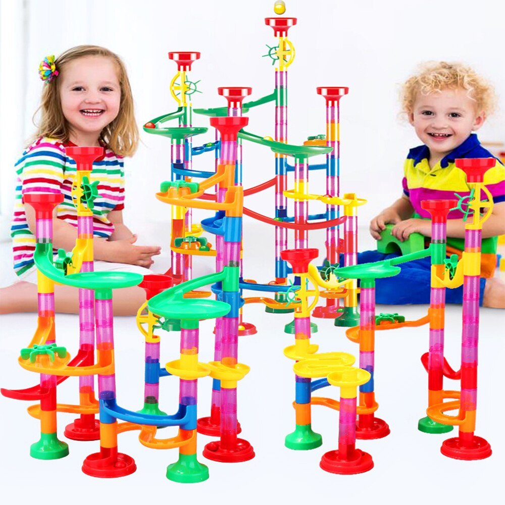 109ピースマーブルランセット 大型知育スロープ玩具 ABS安全素材 ロングトラック構築例
