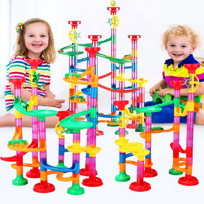 109ピースマーブルランセット 大型知育スロープ玩具 ABS安全素材 ロングトラック構築例
