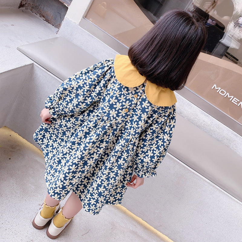 ふんわりビッグカラーが上品に映える 女の子プリンセスワンピース 小花柄 コットン 90〜130cm