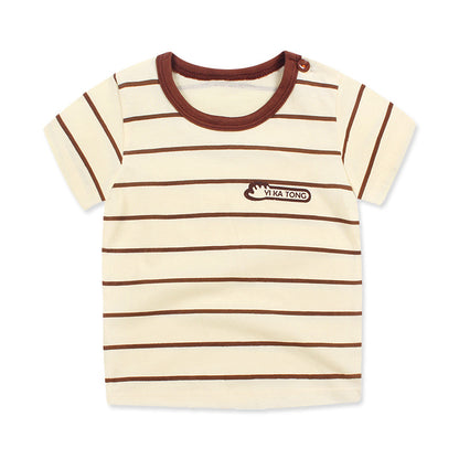 夏の外遊びがもっと楽しくなる 子ども半袖Tシャツ アニマル・恐竜プリント 韓国風ソフト加工 クルーネック 73~140cm