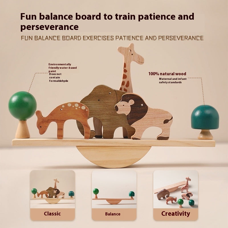 木製フォレストバランスシーソー動物おもちゃ
