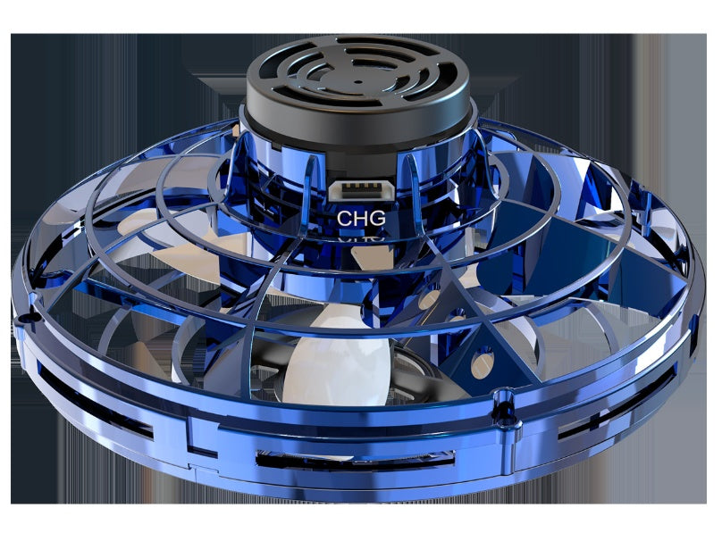 RGBライトが点灯した状態のミニドローン  

