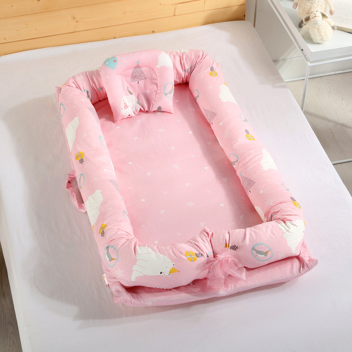 コットン 折りたたみベビーネスト｜取り外し洗える 55×95cm 2・3点セット