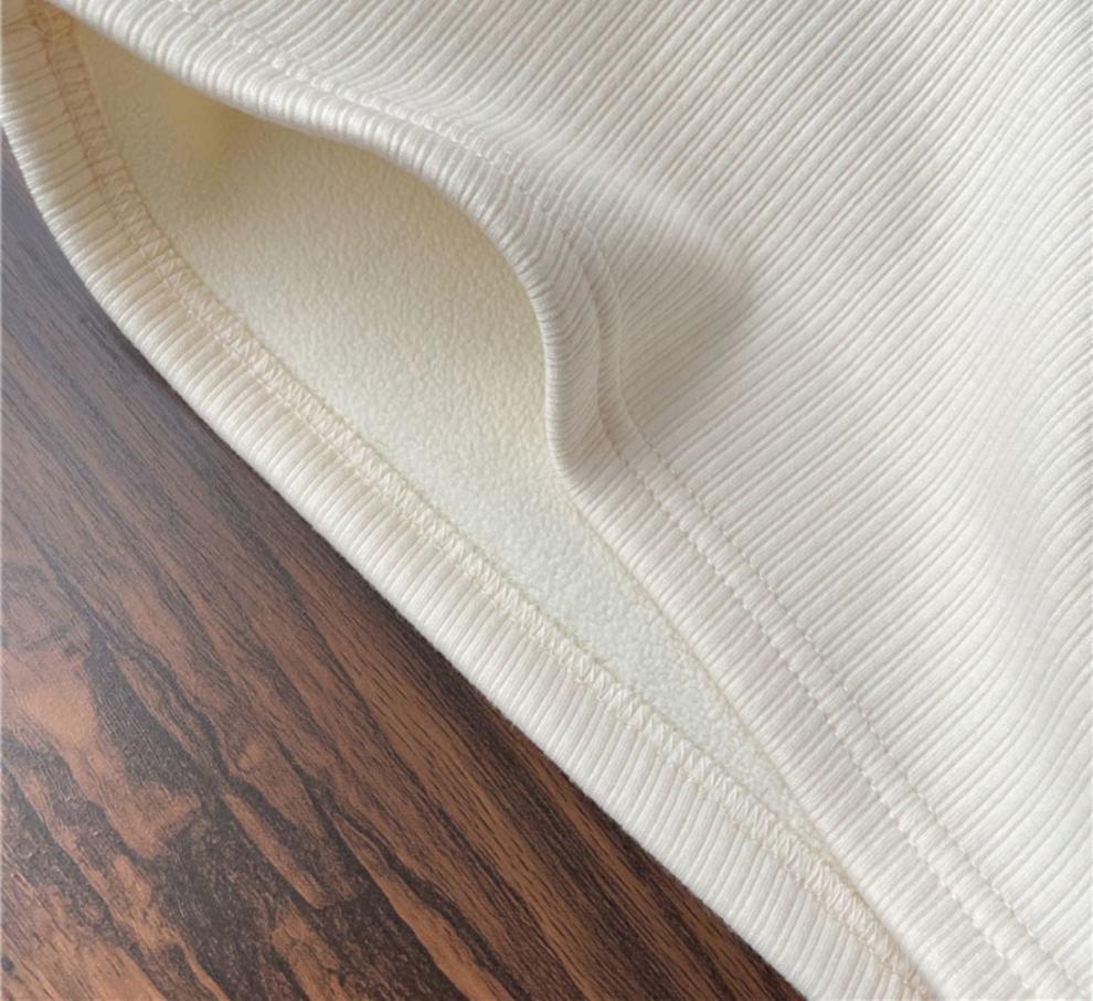 ベージュレース襟コットン裏起毛トップス | Beige Lace Collar Cotton Fleece-Lined Baby Top Lumisei Prime