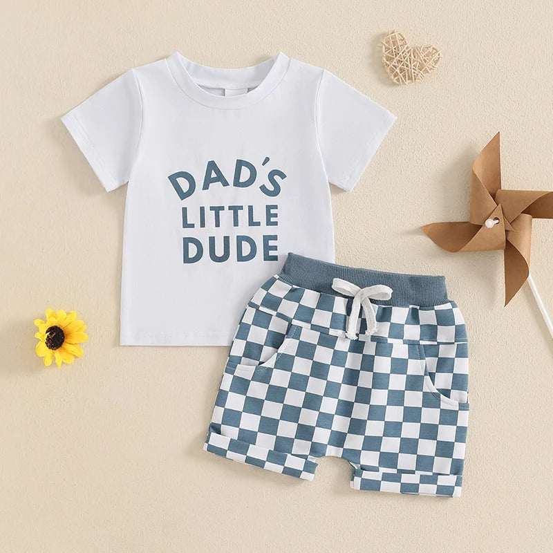 ホワイト（DAD’S）のチェッカー柄ショートパンツ ウエスト部分
