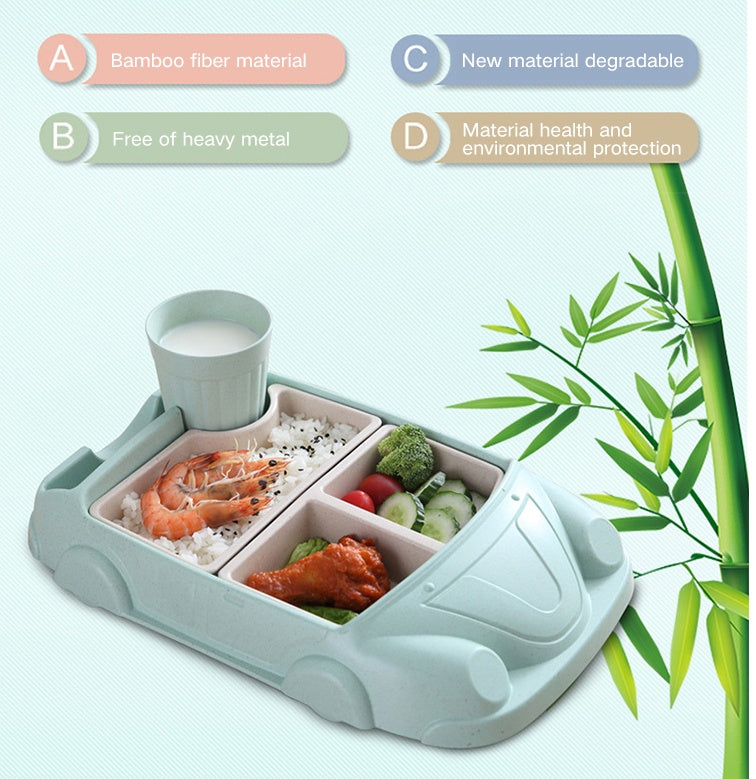 食品グレードPP素材の車型子ども用食器
