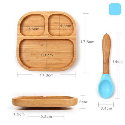 天然竹の3仕切りディナープレート ひとり食べ練習に便利（トレーニング食器）
