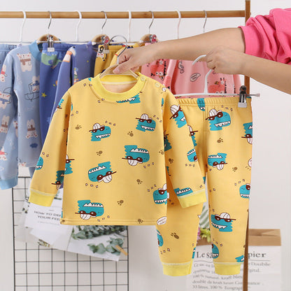 キッズ裏起毛コットン上下セット 長袖トップス＆ロングパンツ 極暖・ふんわり厚手 100–130cm | Children Plus-Velvet Cotton Warm Clothing Set Long Trousers 100–130cm Lumisei Prime