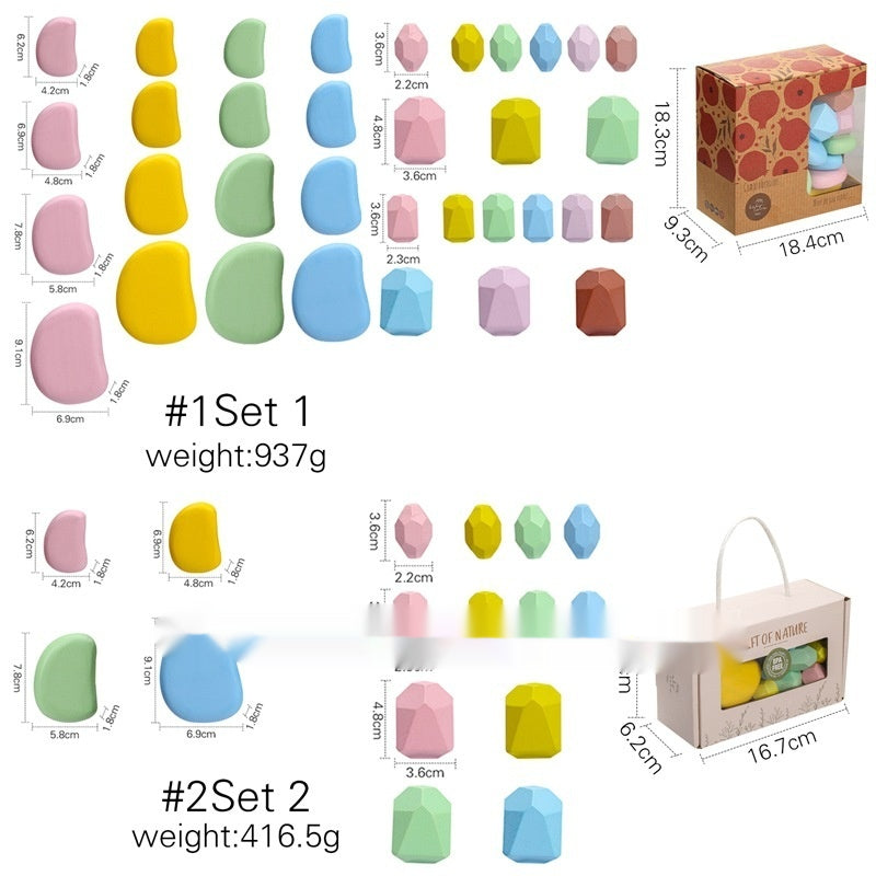 スタッキングストーンセット内容一覧 16ピースと34ピースのカラー構成
