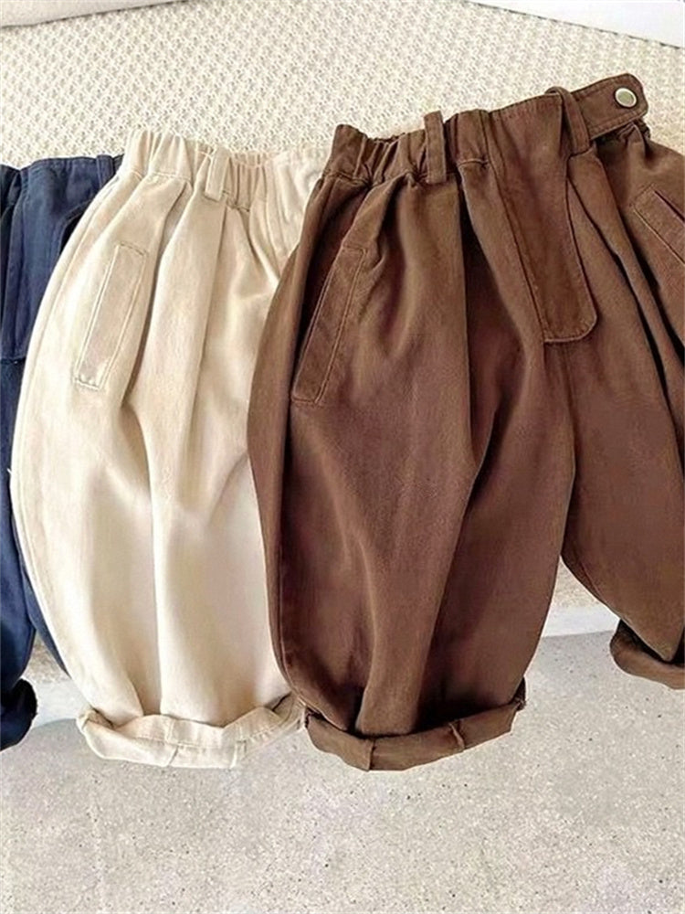 斜めポケット付きコットンパンツ 子ども用
