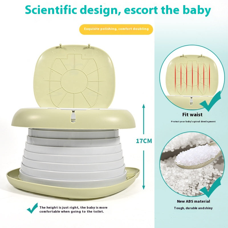 6ヶ月〜6歳のトイトレを安心快適に 猫デザイン折りたたみ携帯トイレ ベビー・キッズ用ポータブルおまる 蓋付き ABS素材 耐荷重50kg 17×24×5cm