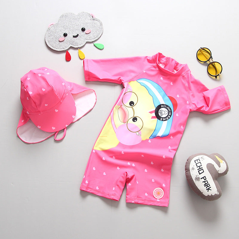 キッズ長袖ラッシュガード水着 ピンク・レッド 前開きファスナー 90・100・110・120・130cm ポリエステル100% サンスクリーンスイムウェア