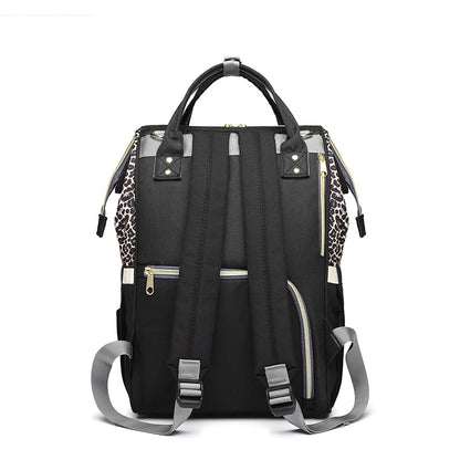 USB充電ポート付き マザーズリュック レオパード柄 大容量 多機能 26×15×42cm 2WAY
