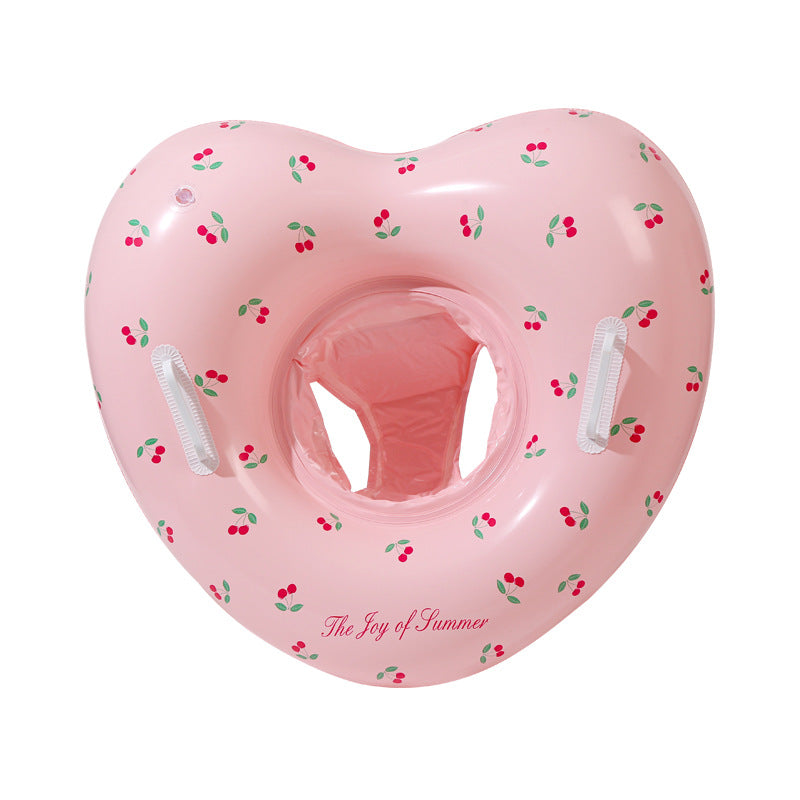 ハート型キッズ浮き輪 持ち手付き PVC素材 ピンク系デザイン4種 パンツポケット付きも選べる スイミングリング