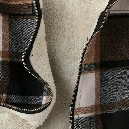エレガントチェック柄フード付きレディースジャケット 軽量フルジップ 秋冬向け 洗練シルエット | Elegant Plaid Hooded Women’s Jacket Lightweight Full-Zip Coat Lumisei Prime
