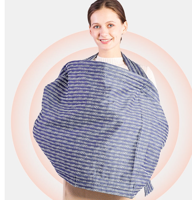 布を広げた授乳ケープの使用イメージ（リングスリング・授乳ケープ兼用）
