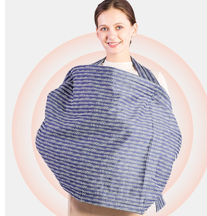 布を広げた授乳ケープの使用イメージ（リングスリング・授乳ケープ兼用）
