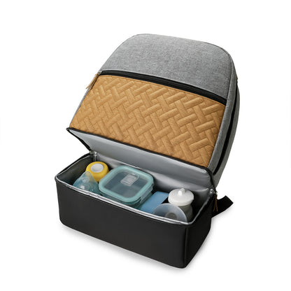 保冷ポケット付きおむつリュック｜ベビーカー取付ストラップ対応 防水オックスフォード 乾湿分離 34×15×44cm