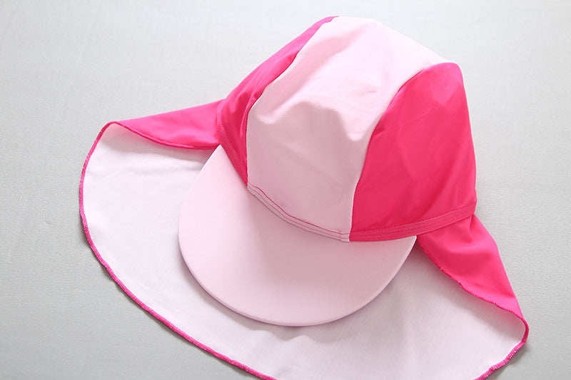 ベビー女の子 フラミンゴ柄 スイムロンパース ラッシュガード一体型 前開きジップ サンハット付き ライトピンク