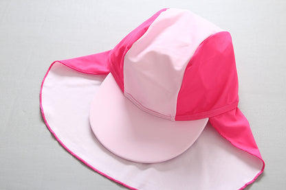 ベビー女の子 フラミンゴ柄 スイムロンパース ラッシュガード一体型 前開きジップ サンハット付き ライトピンク