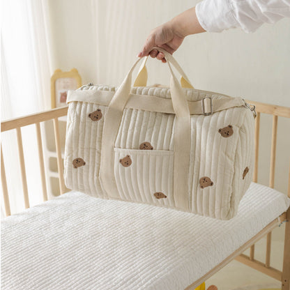 刺繍入りベアヘッドボストンバッグ
