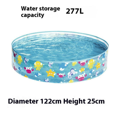 海の生き物柄 キッズパドリングプール 直径122cm x 高さ25cm PVC製 3〜6歳向け コンパクト家庭用プール